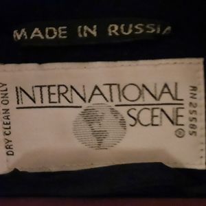 Vintage INTERNATIONAL SCENE 3/4 Length, soft NavyBlue wool, lined. Size 14 to 22